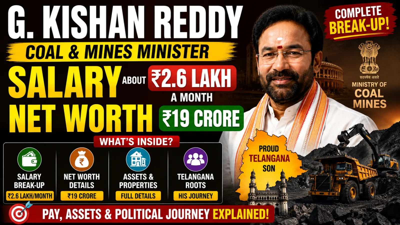G. Kishan Reddy Salary & Net Worth 2026
