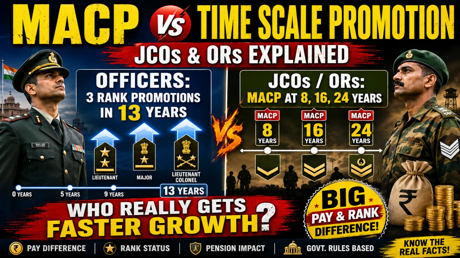 MACP vs Time Scale Promotion for JCOs, ORs Explained