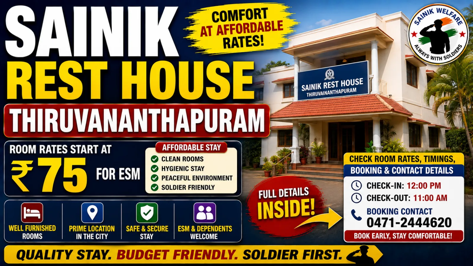 Sainik Rest House Thiruvananthapuram: Room Rates