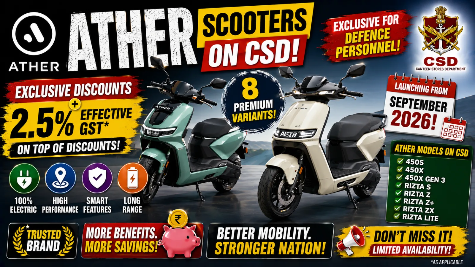 Ather Scooters on CSD: Models, Discount & Launch Date